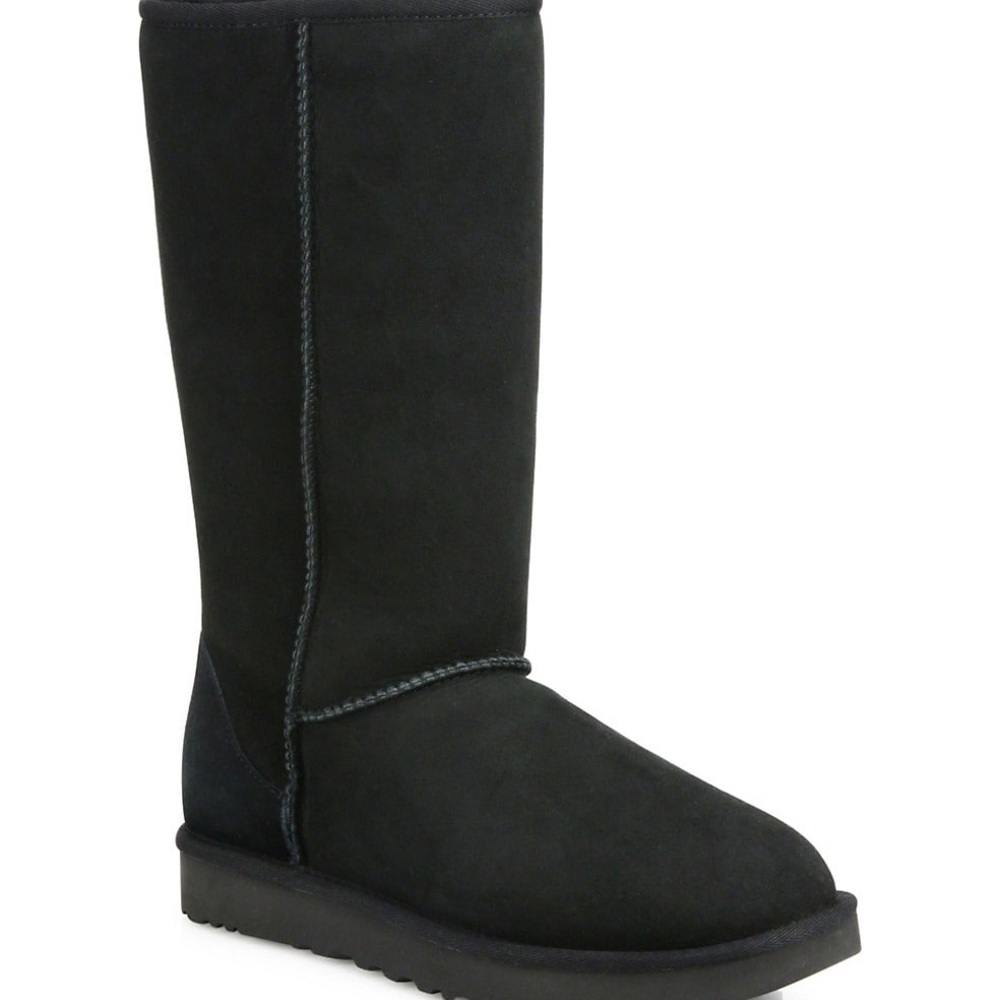 UGG Classic Tall Shearling-Lined Suede Boots color:black, size 7 Great condition